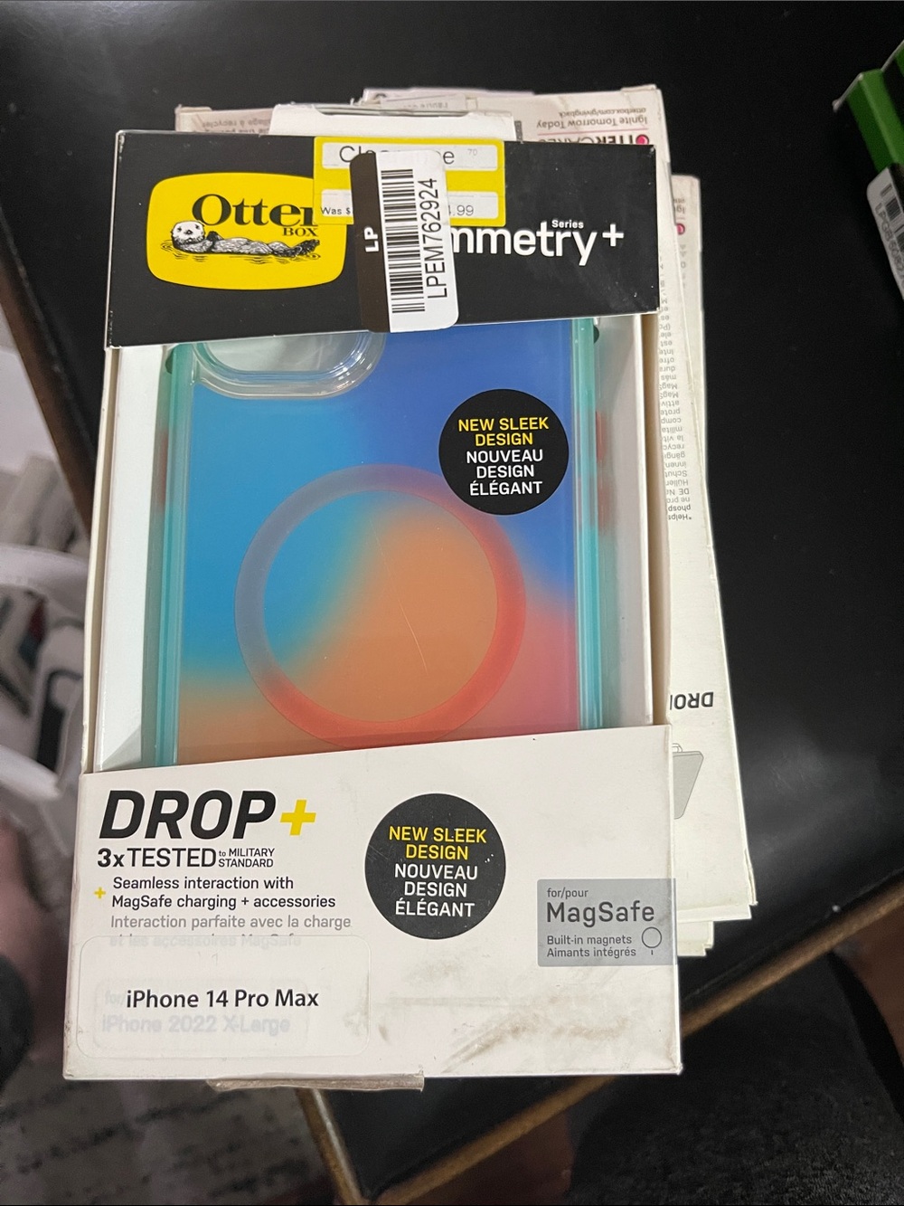 OtterBox Symmetry+ MagSafe iPhone 14 Pro Max Case - Iridescent Blue/Pink